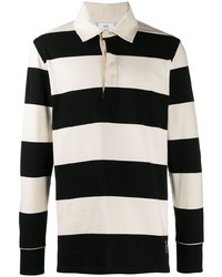 schwarzer und weißer horizontal gestreifter Polo Pullover von Ami Paris