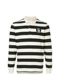 schwarzer und weißer horizontal gestreifter Polo Pullover von Kent & Curwen
