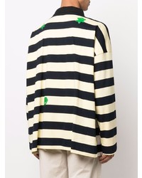 schwarzer und weißer horizontal gestreifter Polo Pullover von MSGM