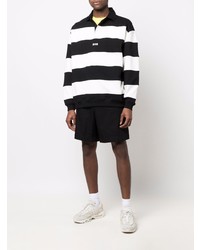 schwarzer und weißer horizontal gestreifter Polo Pullover von MSGM