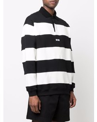 schwarzer und weißer horizontal gestreifter Polo Pullover von MSGM