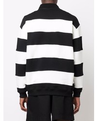 schwarzer und weißer horizontal gestreifter Polo Pullover von MSGM