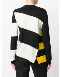 schwarzer und weißer horizontal gestreifter Pullover mit einem Rundhalsausschnitt von Calvin Klein 205W39nyc