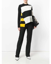 schwarzer und weißer horizontal gestreifter Pullover mit einem Rundhalsausschnitt von Calvin Klein 205W39nyc
