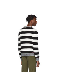 schwarzer und weißer horizontal gestreifter Pullover mit einem Rundhalsausschnitt von Rag and Bone