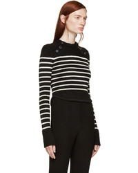 schwarzer und weißer horizontal gestreifter Pullover mit einem Rundhalsausschnitt von Isabel Marant