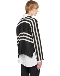 schwarzer und weißer horizontal gestreifter Pullover mit einem Rundhalsausschnitt von Sulvam