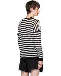 schwarzer und weißer horizontal gestreifter Pullover mit einem Rundhalsausschnitt von Isabel Benenato