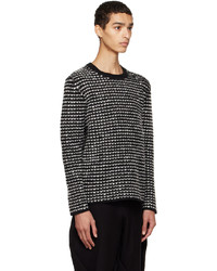 schwarzer und weißer horizontal gestreifter Pullover mit einem Rundhalsausschnitt von Comme Des Garcons Homme Plus