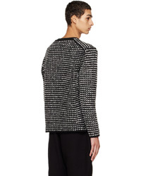 schwarzer und weißer horizontal gestreifter Pullover mit einem Rundhalsausschnitt von Comme Des Garcons Homme Plus