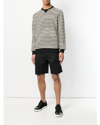 schwarzer und weißer horizontal gestreifter Pullover mit einem Rundhalsausschnitt von Ps By Paul Smith