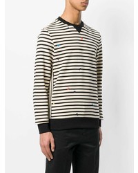 schwarzer und weißer horizontal gestreifter Pullover mit einem Rundhalsausschnitt von Ps By Paul Smith