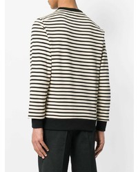 schwarzer und weißer horizontal gestreifter Pullover mit einem Rundhalsausschnitt von Ps By Paul Smith