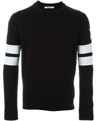 schwarzer und weißer horizontal gestreifter Pullover mit einem Rundhalsausschnitt von Givenchy