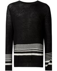 schwarzer und weißer horizontal gestreifter Pullover mit einem Rundhalsausschnitt von Haider Ackermann