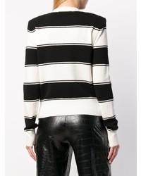 schwarzer und weißer horizontal gestreifter Pullover mit einem Rundhalsausschnitt von Marc Jacobs