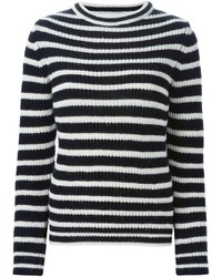 schwarzer und weißer horizontal gestreifter Pullover mit einem Rundhalsausschnitt von IRO