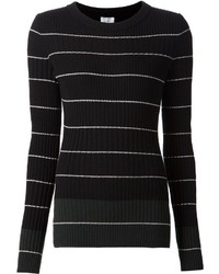 schwarzer und weißer horizontal gestreifter Pullover mit einem Rundhalsausschnitt von Maiyet