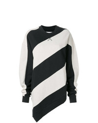 schwarzer und weißer horizontal gestreifter Pullover mit einem Rundhalsausschnitt von MARQUES ALMEIDA