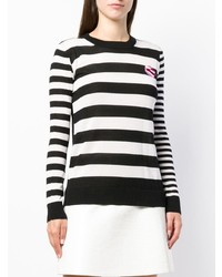 schwarzer und weißer horizontal gestreifter Pullover mit einem Rundhalsausschnitt von Être Cécile