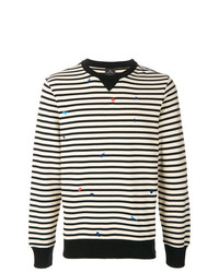 schwarzer und weißer horizontal gestreifter Pullover mit einem Rundhalsausschnitt von Ps By Paul Smith