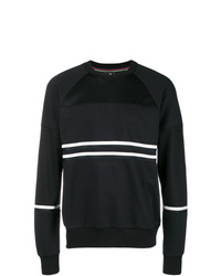 schwarzer und weißer horizontal gestreifter Pullover mit einem Rundhalsausschnitt von Ps By Paul Smith