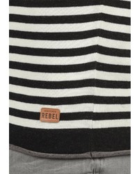 schwarzer und weißer horizontal gestreifter Pullover mit einem Rundhalsausschnitt von Redefined Rebel