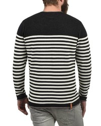 schwarzer und weißer horizontal gestreifter Pullover mit einem Rundhalsausschnitt von Redefined Rebel