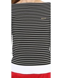 schwarzer und weißer horizontal gestreifter Pullover mit einem Rundhalsausschnitt von Dsquared2