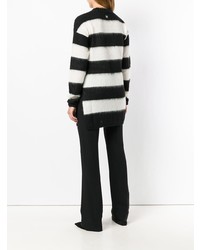 schwarzer und weißer horizontal gestreifter Pullover mit einem Rundhalsausschnitt von Cavalli Class