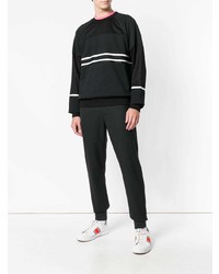 schwarzer und weißer horizontal gestreifter Pullover mit einem Rundhalsausschnitt von Ps By Paul Smith