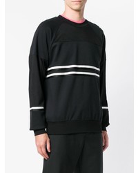 schwarzer und weißer horizontal gestreifter Pullover mit einem Rundhalsausschnitt von Ps By Paul Smith