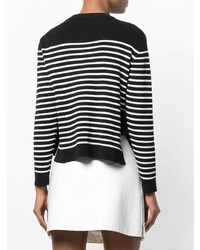 schwarzer und weißer horizontal gestreifter Pullover mit einem Rundhalsausschnitt von RED Valentino