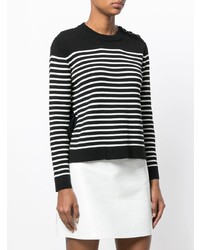 schwarzer und weißer horizontal gestreifter Pullover mit einem Rundhalsausschnitt von RED Valentino