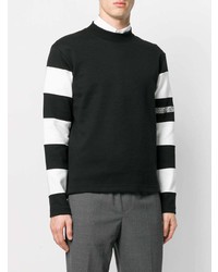 schwarzer und weißer horizontal gestreifter Pullover mit einem Rundhalsausschnitt von Calvin Klein 205W39nyc