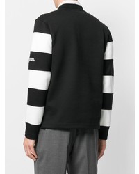 schwarzer und weißer horizontal gestreifter Pullover mit einem Rundhalsausschnitt von Calvin Klein 205W39nyc