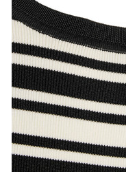schwarzer und weißer horizontal gestreifter Pullover mit einem Rundhalsausschnitt von Topshop