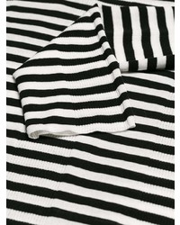 schwarzer und weißer horizontal gestreifter Rollkragenpullover von Saint Laurent