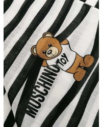 schwarzer und weißer horizontal gestreifter Schal von Moschino