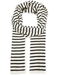 schwarzer und weißer horizontal gestreifter Schal von Saint Laurent