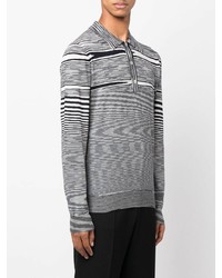 schwarzer und weißer horizontal gestreifter Wollpolo pullover von Missoni