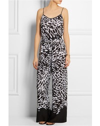 schwarzer und weißer Jumpsuit mit Leopardenmuster von MICHAEL Michael Kors