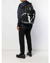 schwarzer und weißer Leder Rucksack von Valentino