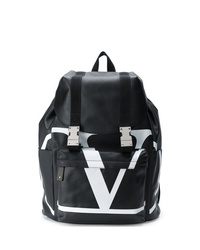 schwarzer und weißer Leder Rucksack von Valentino