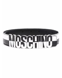 schwarzer und weißer Ledergürtel von Moschino