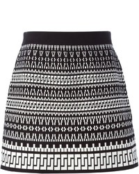 schwarzer und weißer Minirock mit geometrischem Muster von DKNY