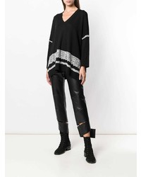 schwarzer und weißer Oversize Pullover von Ermanno Scervino