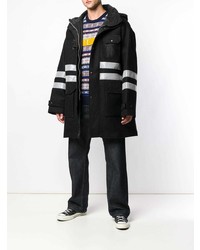 schwarzer und weißer Parka von Junya Watanabe MAN