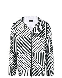 schwarzer und weißer Pullover mit einem Kapuze mit geometrischem Muster von Emporio Armani