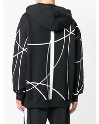 schwarzer und weißer Pullover mit einem Kapuze mit geometrischem Muster von Les Hommes Urban